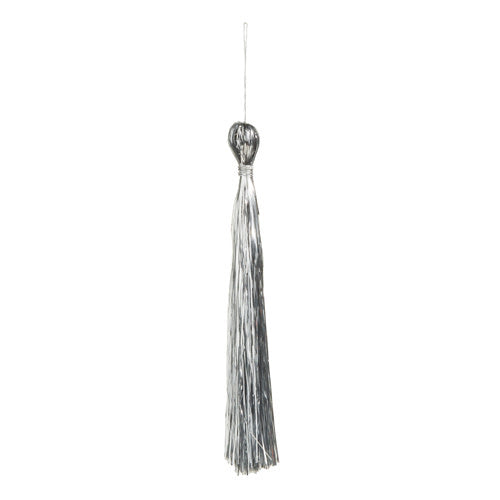 Tinsel Tassel Ornament | Silver 8.5in