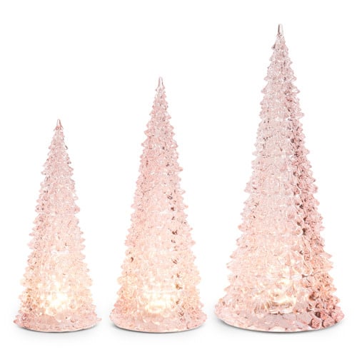 Lighted Pink Christmas Trees Set of 3| 15.5in