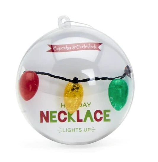 Holiday Light Up Necklace in Ornament Ball, Assorted