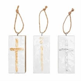 Cross And Angel Block Ornament