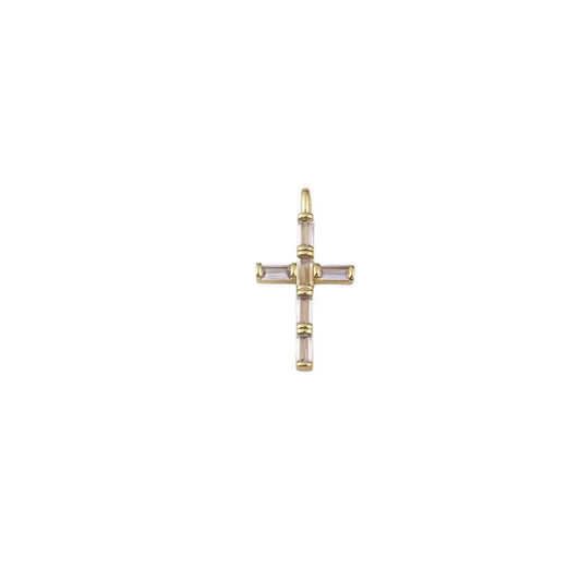 Clear Crystal Baguette Crystal Cross Charm Pendant