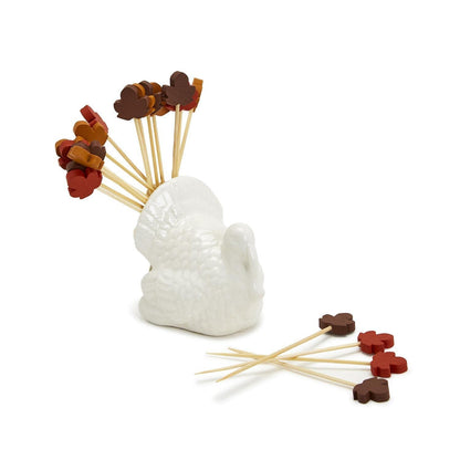 Turkey + Leaf Pick Holder | White