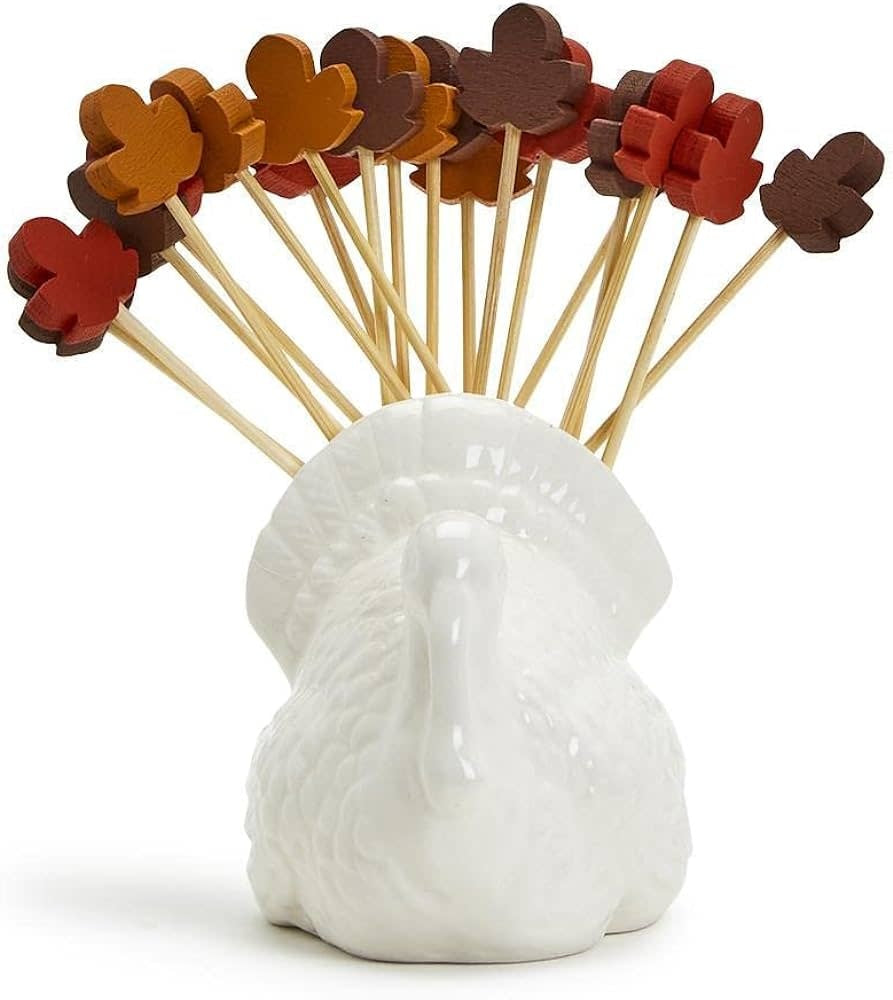 Turkey + Leaf Pick Holder | White