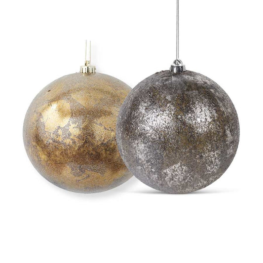 Glittered Silver & Bronze Shatterproof Ornament 4" Assort
