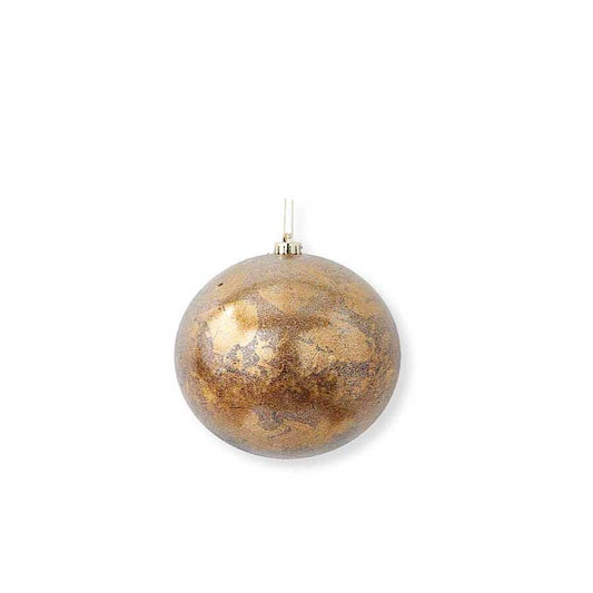 Glittered Bronze Gold Leaf Shatterproof Ornament 4"