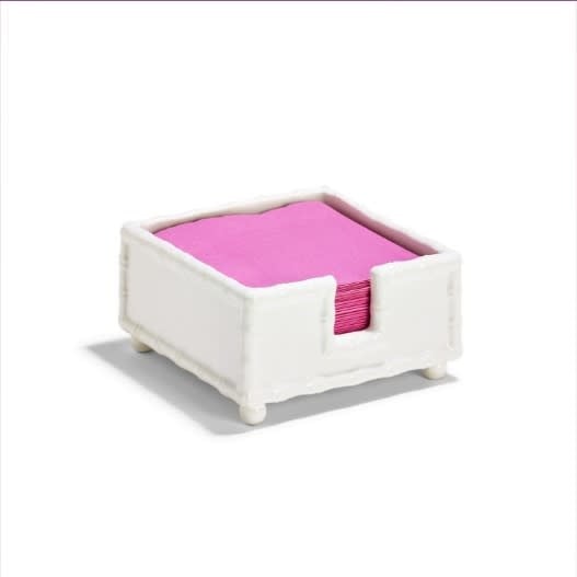 White Faux Bamboo Napkin Holder