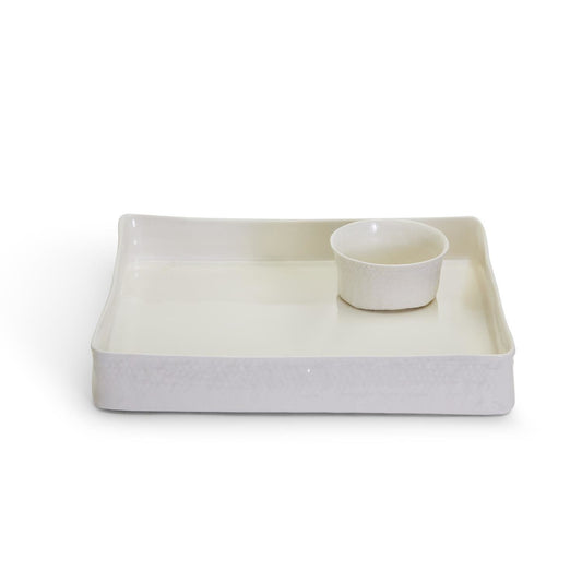 Basketweave Serving Platter & Bowl