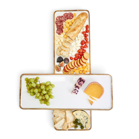 White Rectangle Enamel Serving Tray