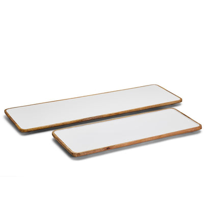 White Rectangle Enamel Serving Tray