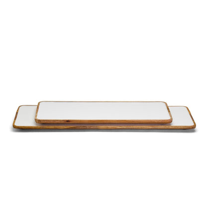 White Rectangle Enamel Serving Tray