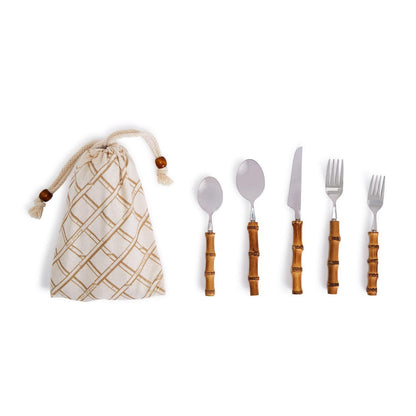 Bamboo Flatware Set of 5 | Natural