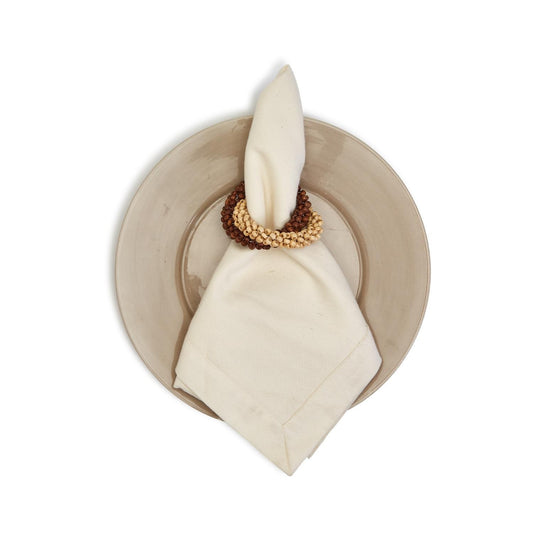 Natural Beaded Napkin Ring Set of 4