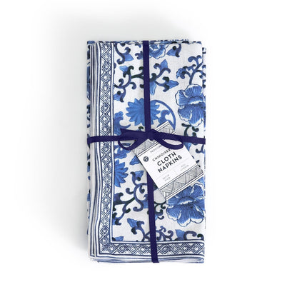 Chinoiserie Napkin Set of 4 | Blue + White 20in