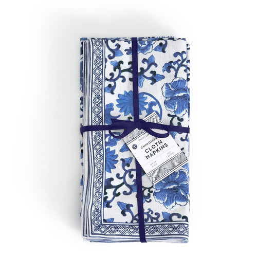 Chinoiserie Napkin Set of 4 | Blue + White 20in