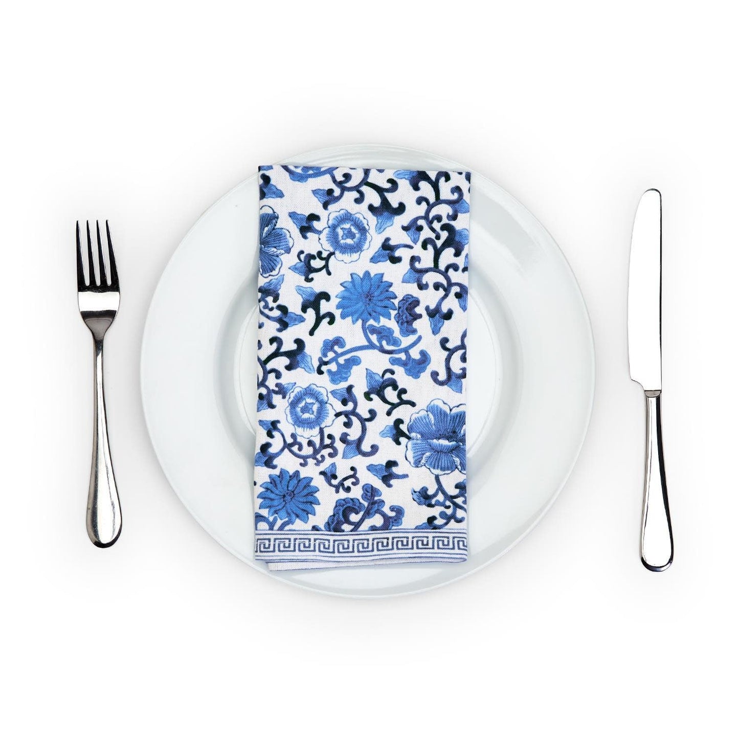 Chinoiserie Napkin Set of 4 | Blue + White 20in