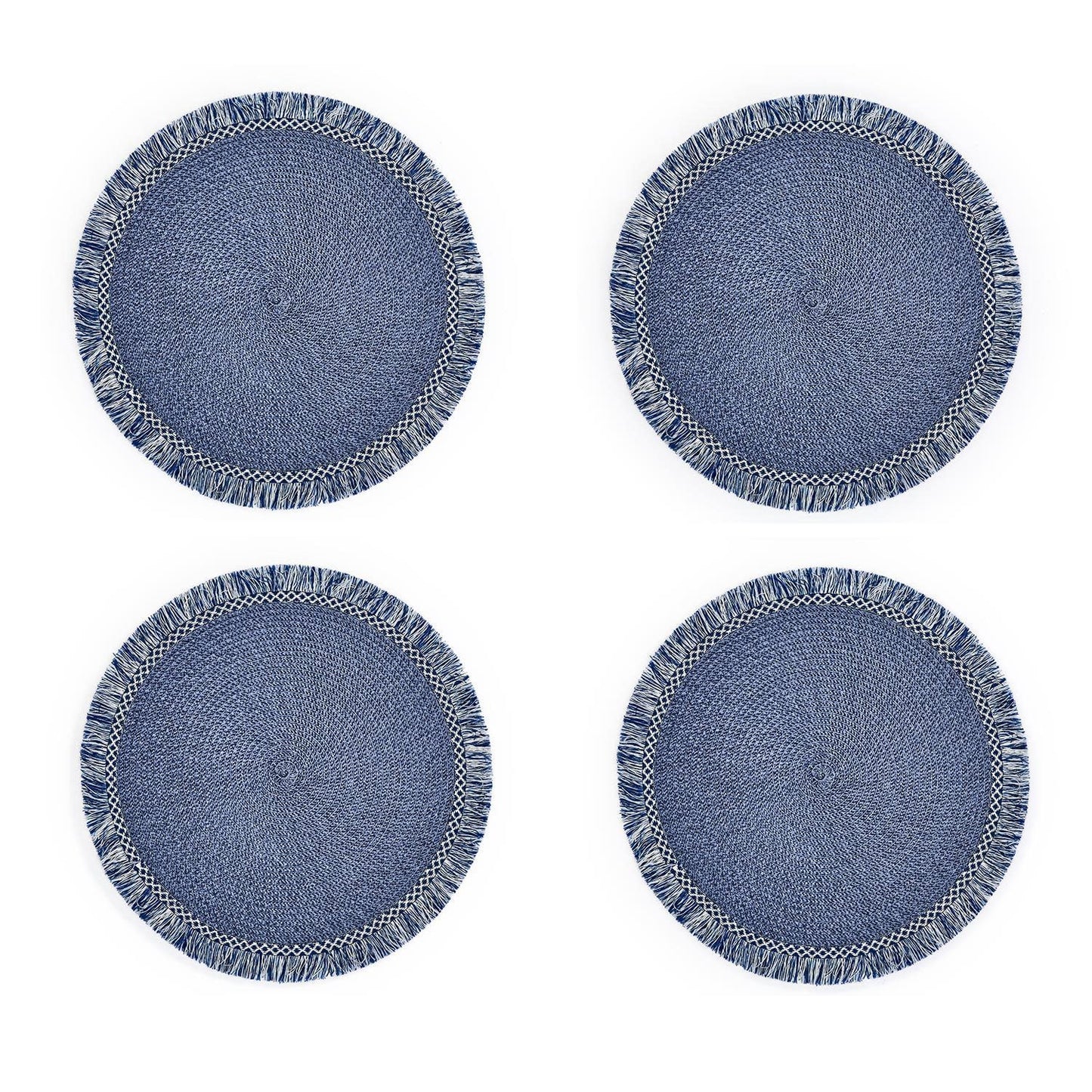Fringed Placemat Set of 4  | 15in Navy