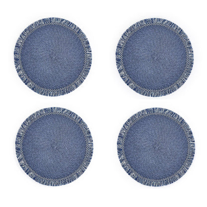 Fringed Placemat Set of 4  | 15in Navy