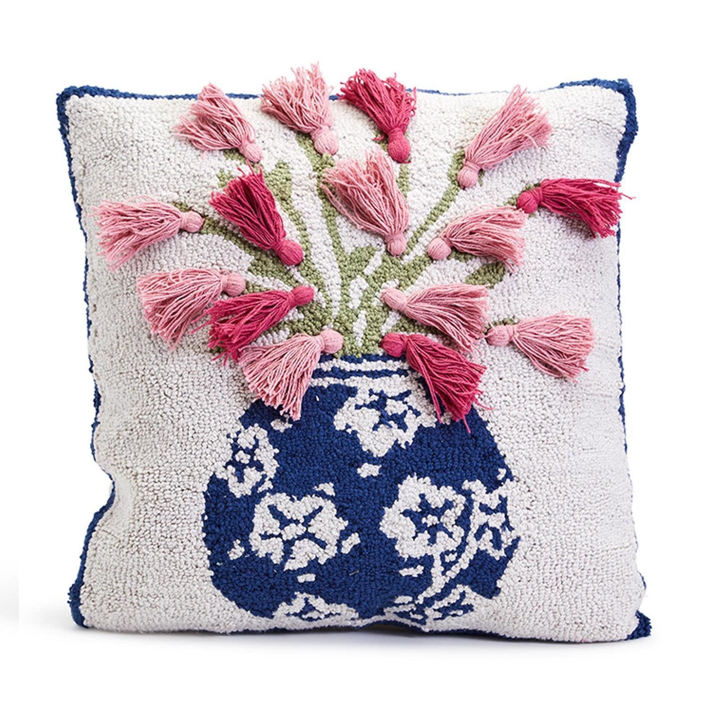 Chinoiserie Vase Embroidered Throw Pillow | 18in