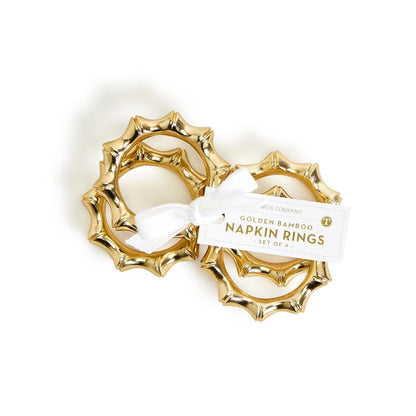 Bamboo Napkin Ring Set of 4 | Gold