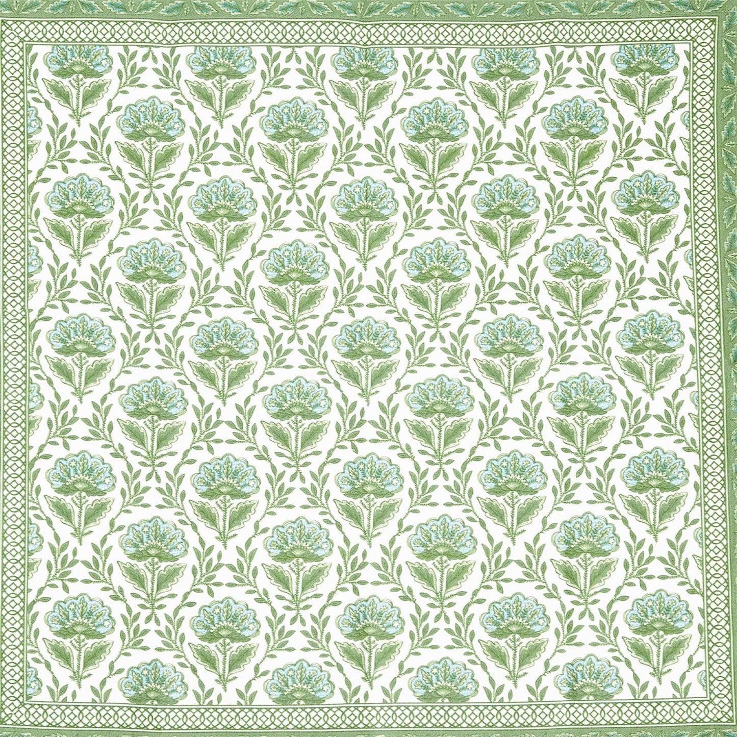Floral Pattern Napkin Set of 4 | Green + White