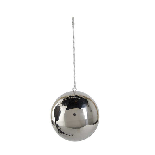 Polished Silver Ornament Hammered Finish 5"