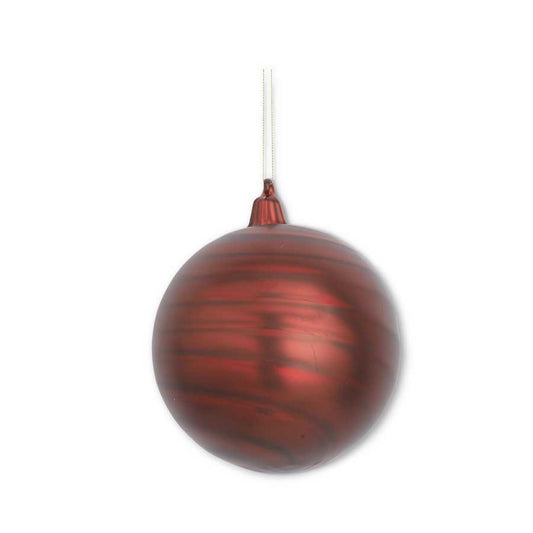 Matte Red Swirl Glass Round Ornament 6"