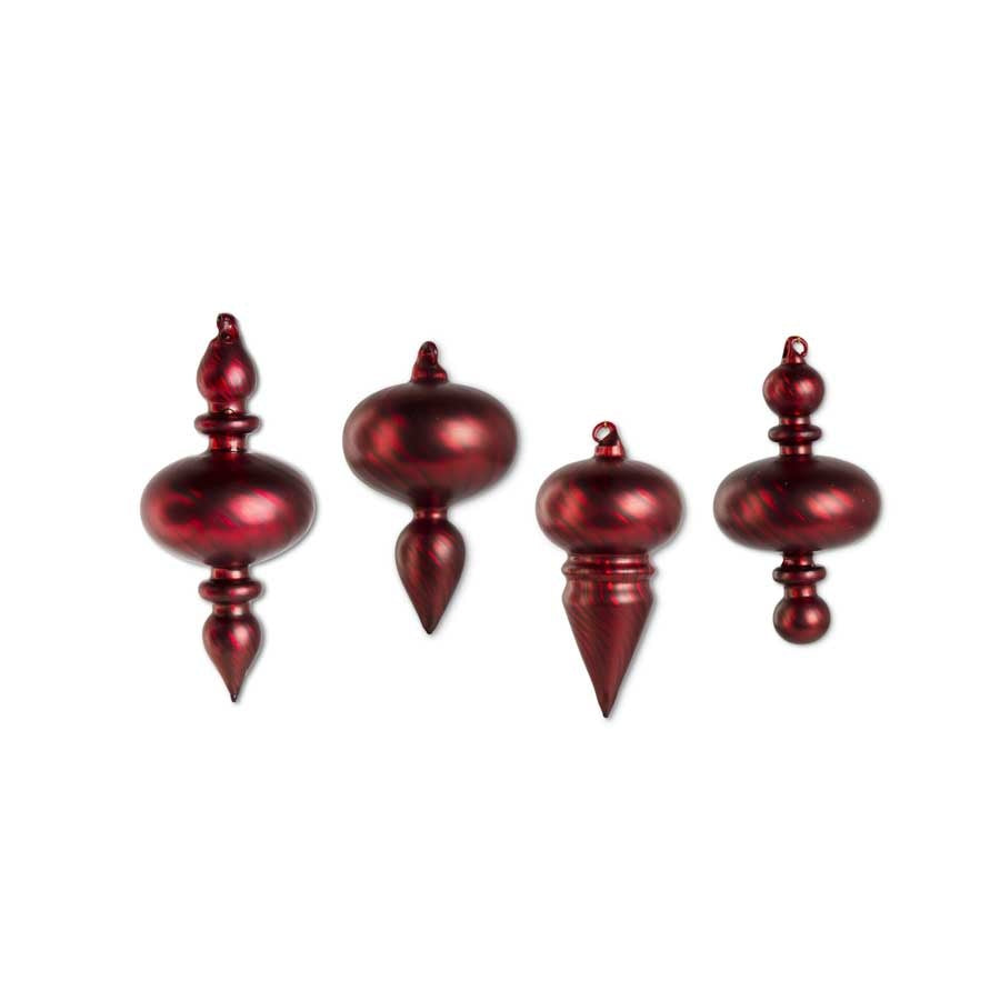 Red Glass Finial Ornament 5.5 " Assorted