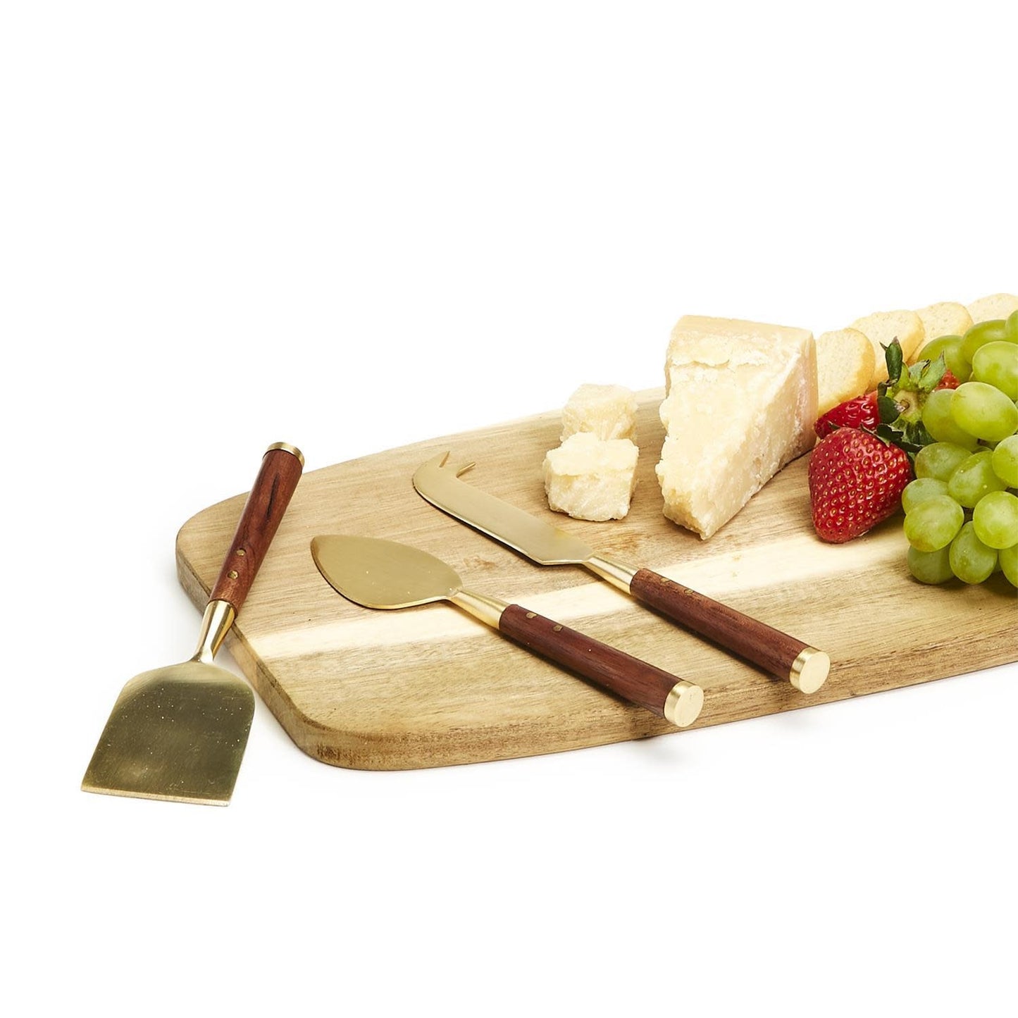 Gold Metallic + Wood Cheese Knife Set of 3