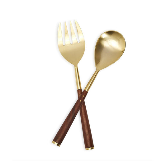 Metallic Wooden Serving Set of 2