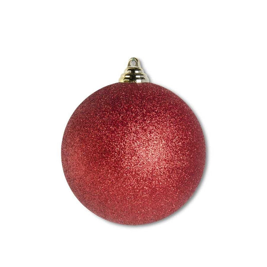 Red Glittered Shatterproof Round Ornament 4.5"