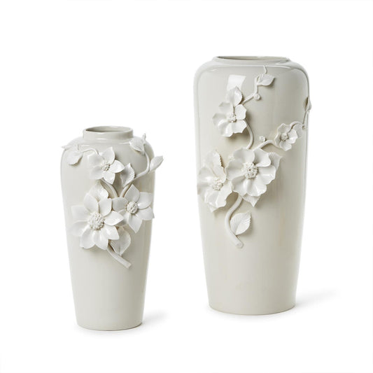 Porcelain Sculpted Flower Vase | 10in