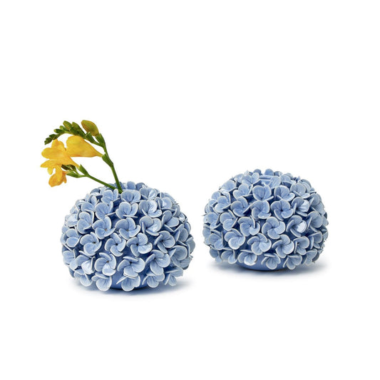 Hydrangea Flower Taper Candle Holder Bud Vase | Set of 2
