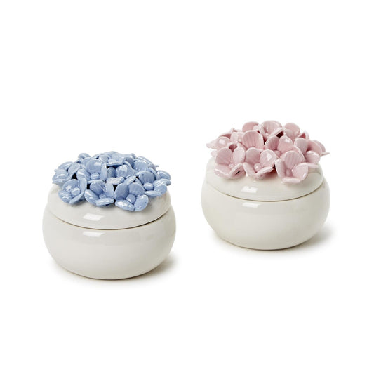 Porcelain Hand Painted Hydrangea Trinket Box | 2.5x3in