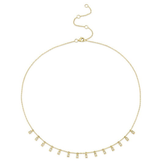 0.34Ct 14K Y/G Diamond Baguette Necklace