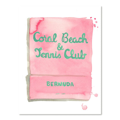 Watercolor Print | Coral Beach Club Matchbook 5x7in