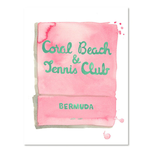 Watercolor Print | Coral Beach Club Matchbook 5x7in
