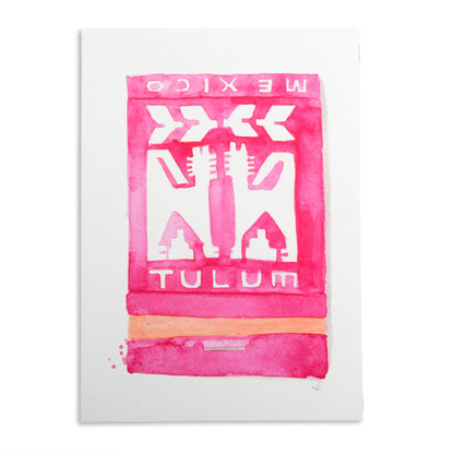 Watercolor Print | Tulum Matchbook 5x7in
