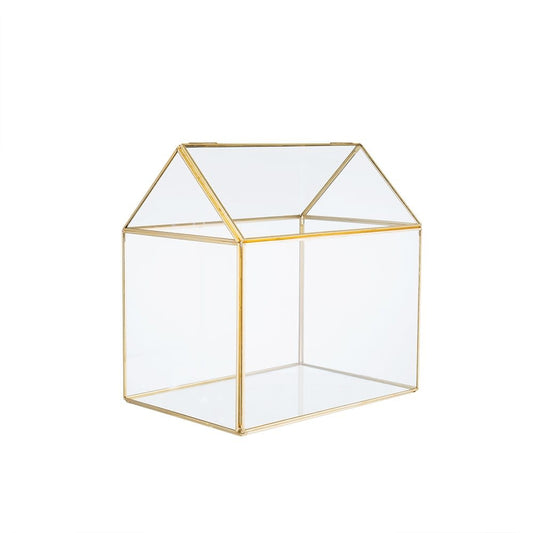 Glass House Box | Clear + Gold 9in