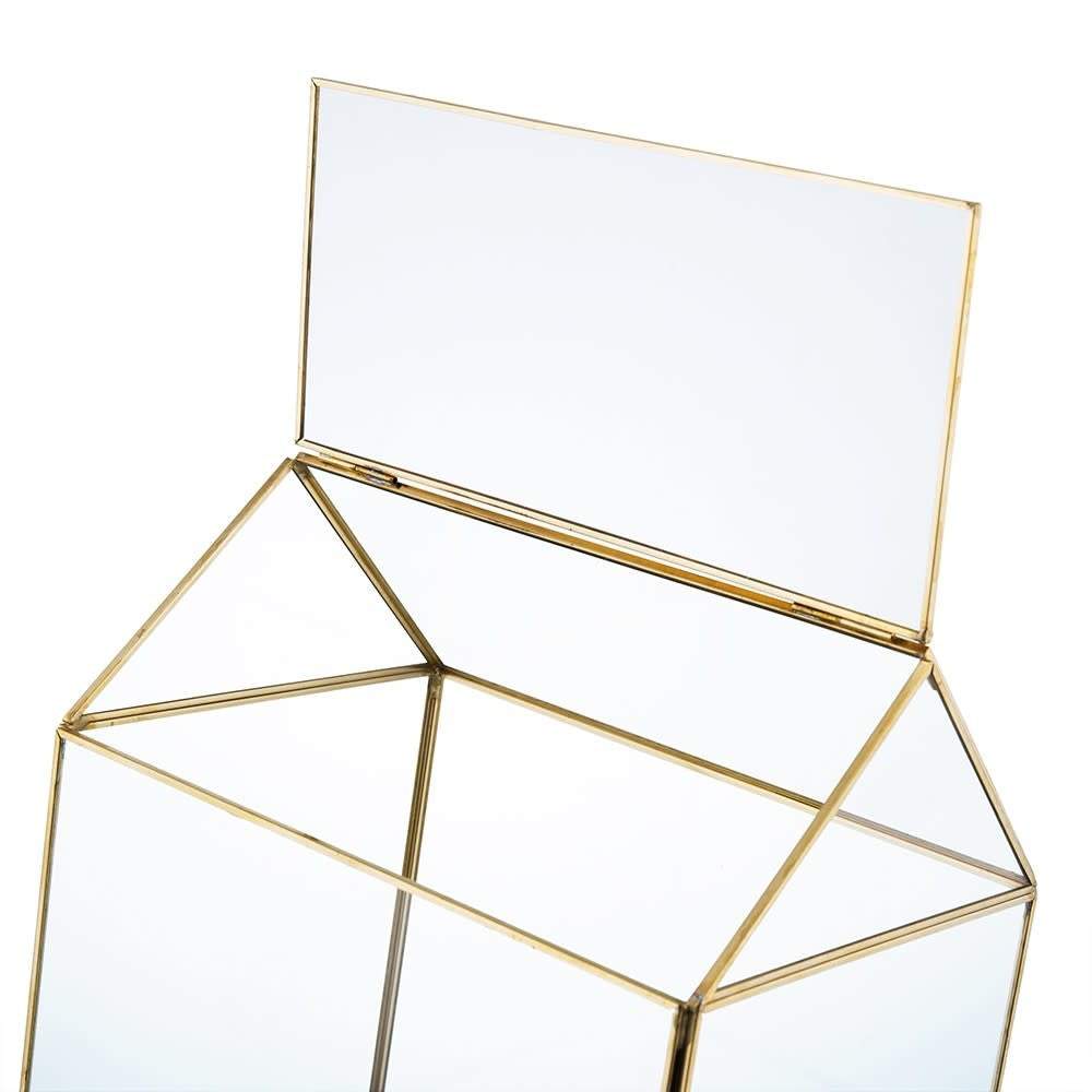 Glass House Box | Clear + Gold 9in
