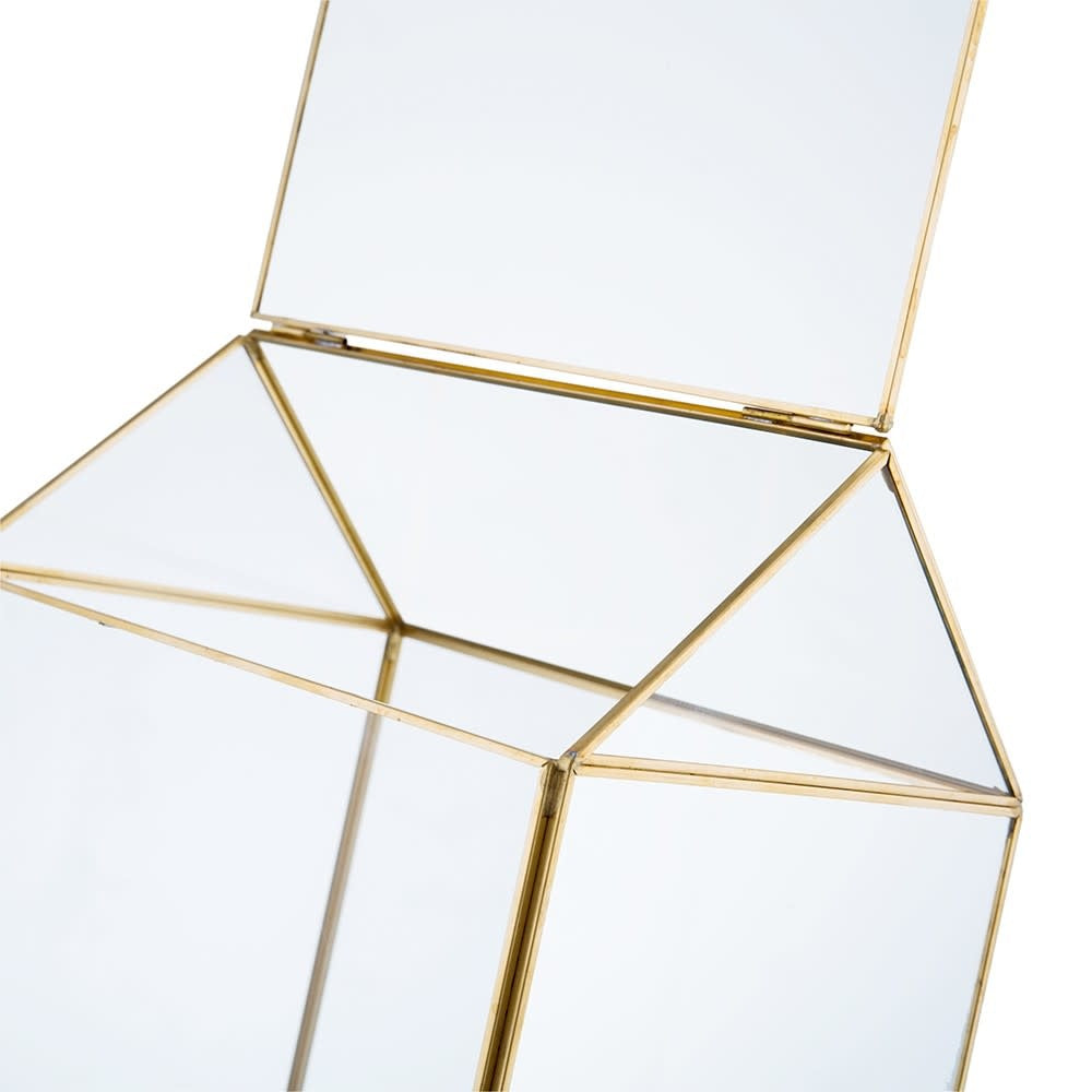 Glass House Box | Clear + Gold 9in