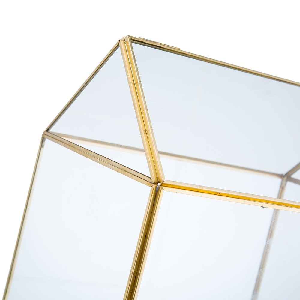 Glass House Box | Clear + Gold 9in