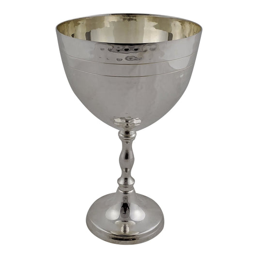 Chalice Cup Hammered Silver Plate 9.25in