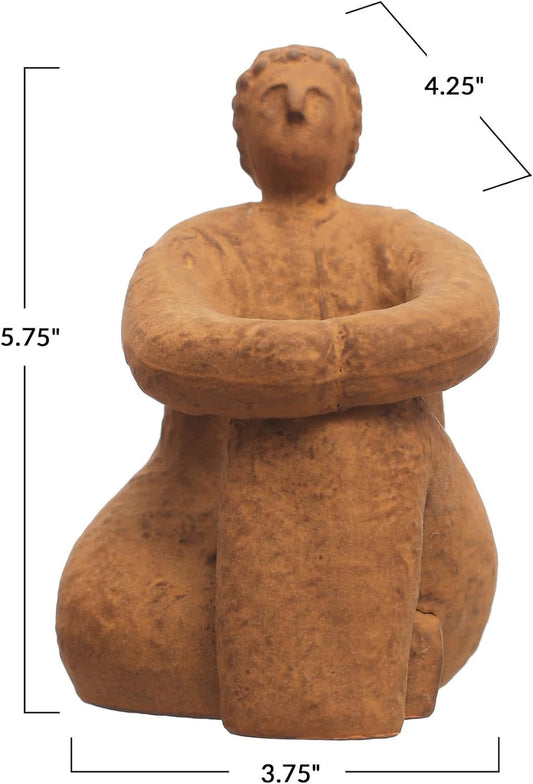 Sitting Woman Stoneware Sculpture | 5.75in