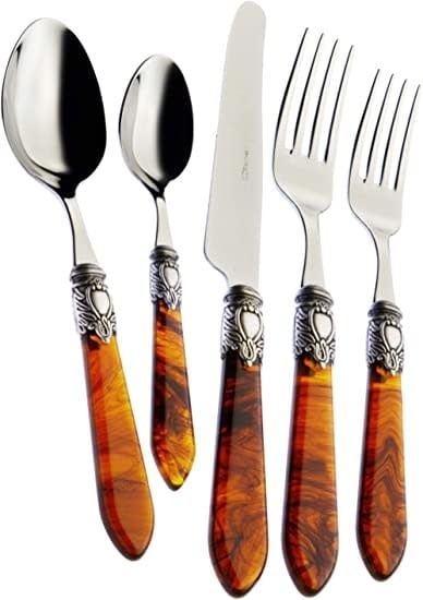 Italian Flatware 5 Piece Place Setting | Antique Tortoise Shell
