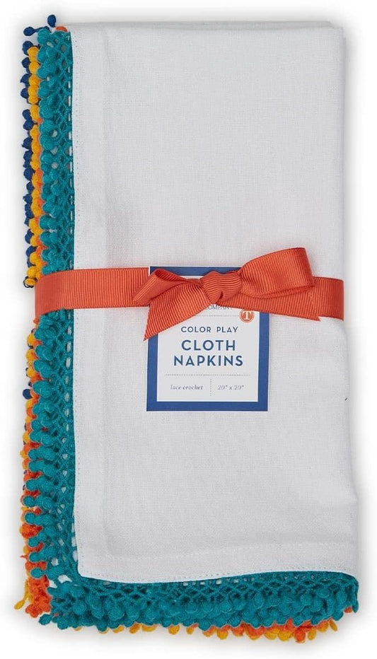 Colorful Lace Trim Napkin Set of 4