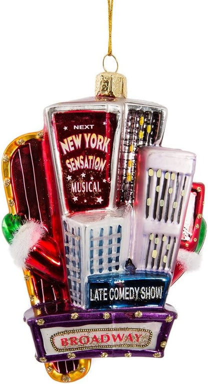 Broadway Santa Glass Ornament