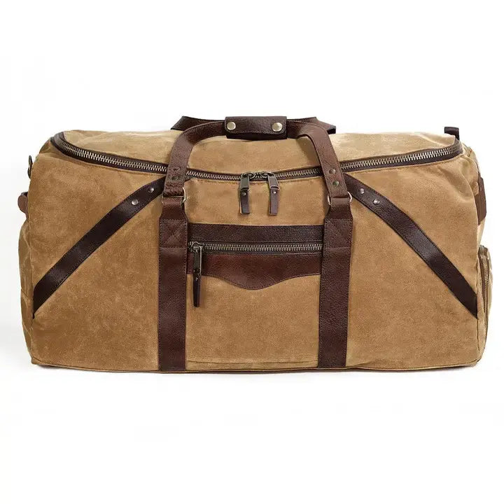 Campaign Waxed Canvas Duffle Bag | Extra Large Smoke + Brown