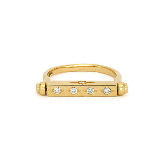 Diamond Shooting Star Engravable Flip Ring | S6.5 .15c 14k