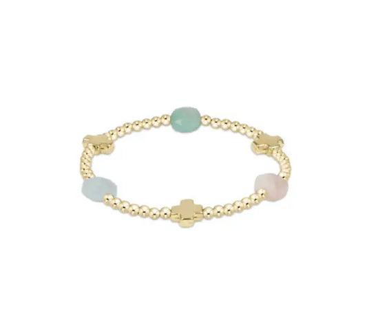 eNewton Signature Cross Admire Gold 3mm Bead Bracelet | Hot Mess Spring