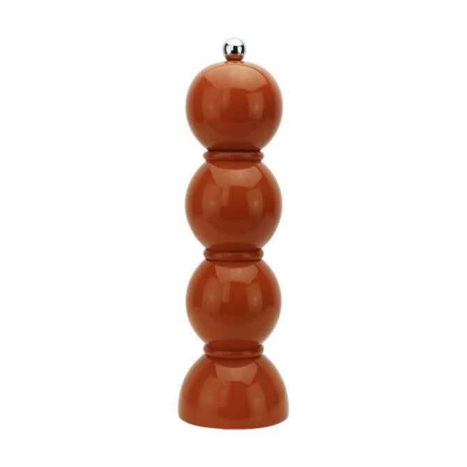 Bobbin Wood Lacquer Salt or Pepper Mill Grinder | 9.5in Orange